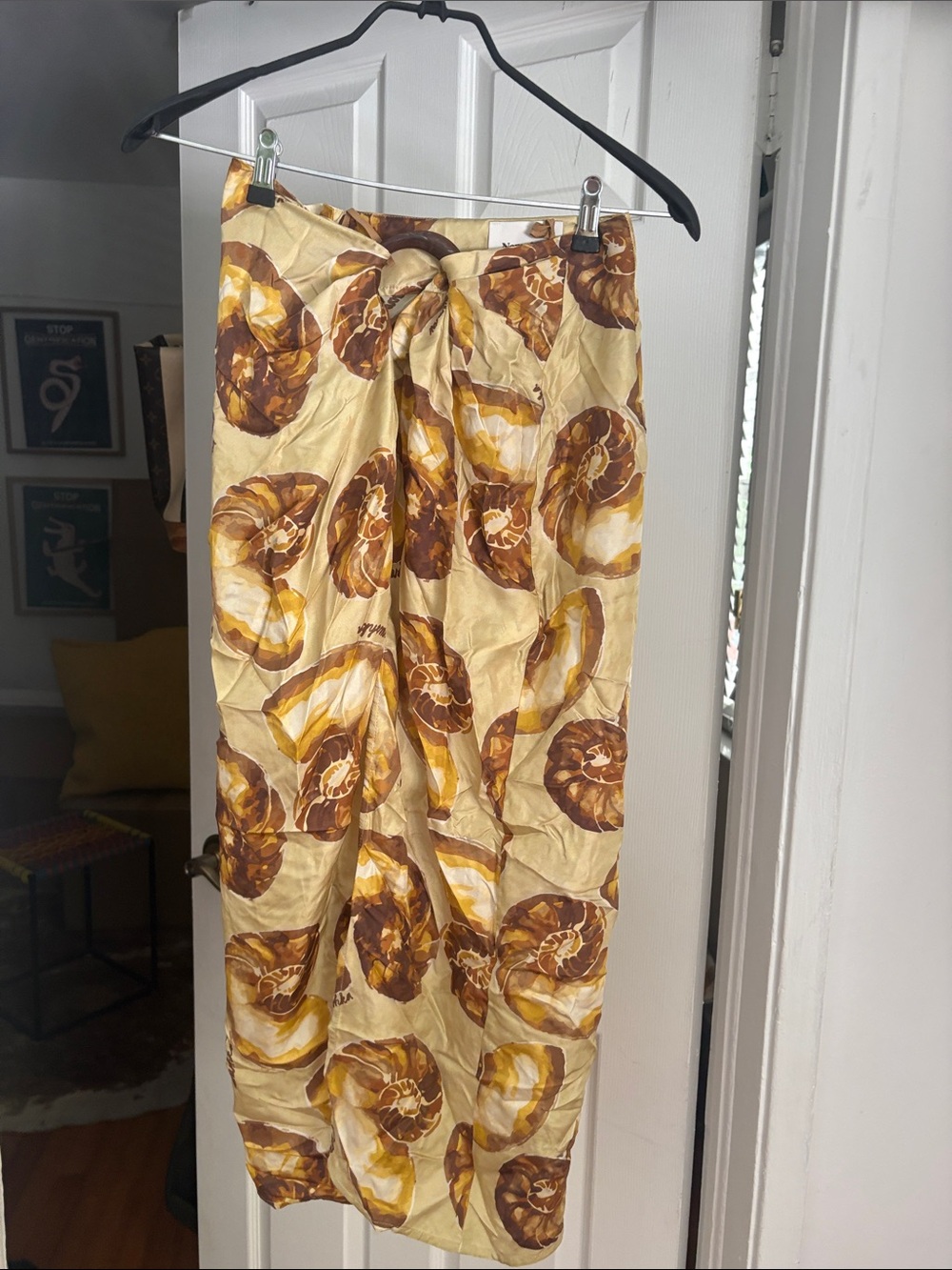 Nanushka Yellow and Brown Printed Swim Sarong